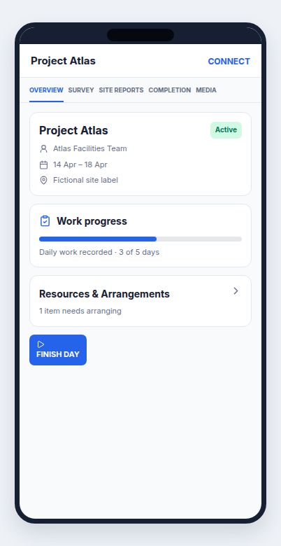 Connect installer project details using fictional demonstration data